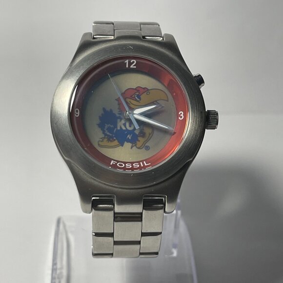 Kansas Jayhawks NCAA Stainless-Steel Kaleido Watch by Fossil NEW (RARE)